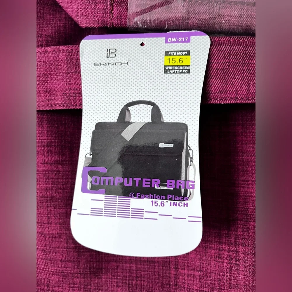 Brinch laptop computer bag messenger briefcase purple magenta padded 15.6